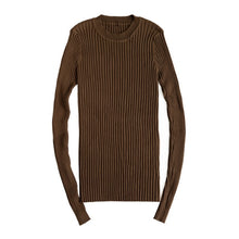 Load image into Gallery viewer, Women Sweater Pullover Basic Rib Knitted Cotton Tops Solid Crew Neck Essential Jumper Long Sleeve Sweaters With Thumb Hole