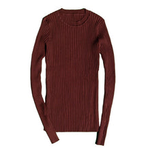 Load image into Gallery viewer, Women Sweater Pullover Basic Rib Knitted Cotton Tops Solid Crew Neck Essential Jumper Long Sleeve Sweaters With Thumb Hole