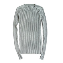 Load image into Gallery viewer, Women Sweater Pullover Basic Rib Knitted Cotton Tops Solid Crew Neck Essential Jumper Long Sleeve Sweaters With Thumb Hole