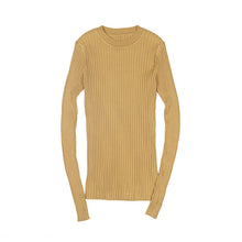 Load image into Gallery viewer, Women Sweater Pullover Basic Rib Knitted Cotton Tops Solid Crew Neck Essential Jumper Long Sleeve Sweaters With Thumb Hole