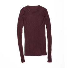 Load image into Gallery viewer, Women Sweater Pullover Basic Rib Knitted Cotton Tops Solid Crew Neck Essential Jumper Long Sleeve Sweaters With Thumb Hole
