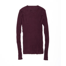Load image into Gallery viewer, Women Sweater Pullover Basic Rib Knitted Cotton Tops Solid Crew Neck Essential Jumper Long Sleeve Sweaters With Thumb Hole