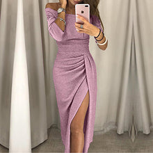 Load image into Gallery viewer, 2018 new fashion lady sexy one-shoulder dress autumn long-sleeved knee-length dress