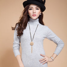 Load image into Gallery viewer, Winter Warm Turtleneck Basic Sweater for Women Cashmere Pullovers Solid Color Red Slim Lady's Sweater Female Black Bottom Jumper
