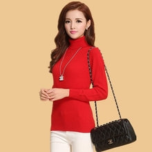 Load image into Gallery viewer, Winter Warm Turtleneck Basic Sweater for Women Cashmere Pullovers Solid Color Red Slim Lady's Sweater Female Black Bottom Jumper