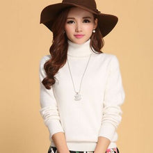 Load image into Gallery viewer, Winter Warm Turtleneck Basic Sweater for Women Cashmere Pullovers Solid Color Red Slim Lady's Sweater Female Black Bottom Jumper