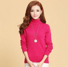 Load image into Gallery viewer, Winter Warm Turtleneck Basic Sweater for Women Cashmere Pullovers Solid Color Red Slim Lady's Sweater Female Black Bottom Jumper